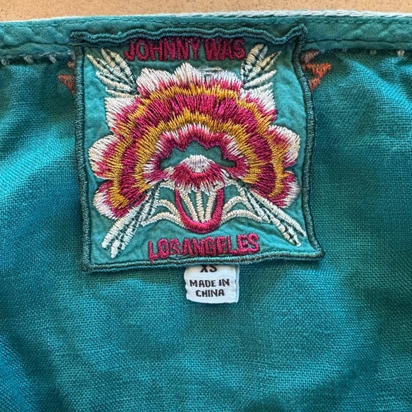 Gorgeous Johnny Was Turquoise Embroidered Linen Dress Size XS - Picture 3 of 6